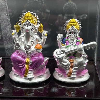 Laxmi/Ganesh/Saraswati 999 Pure Silver Murti