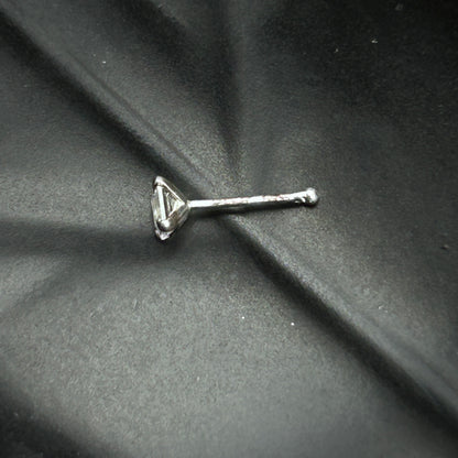 925 Silver Nose Pin Princess Cut - Pierced Nosepin