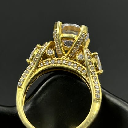 Yellow Gold Silver Ring - Women's Ring