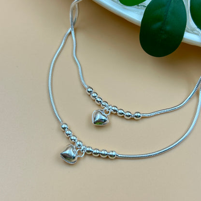 Silver Anklet - Heart Anklet