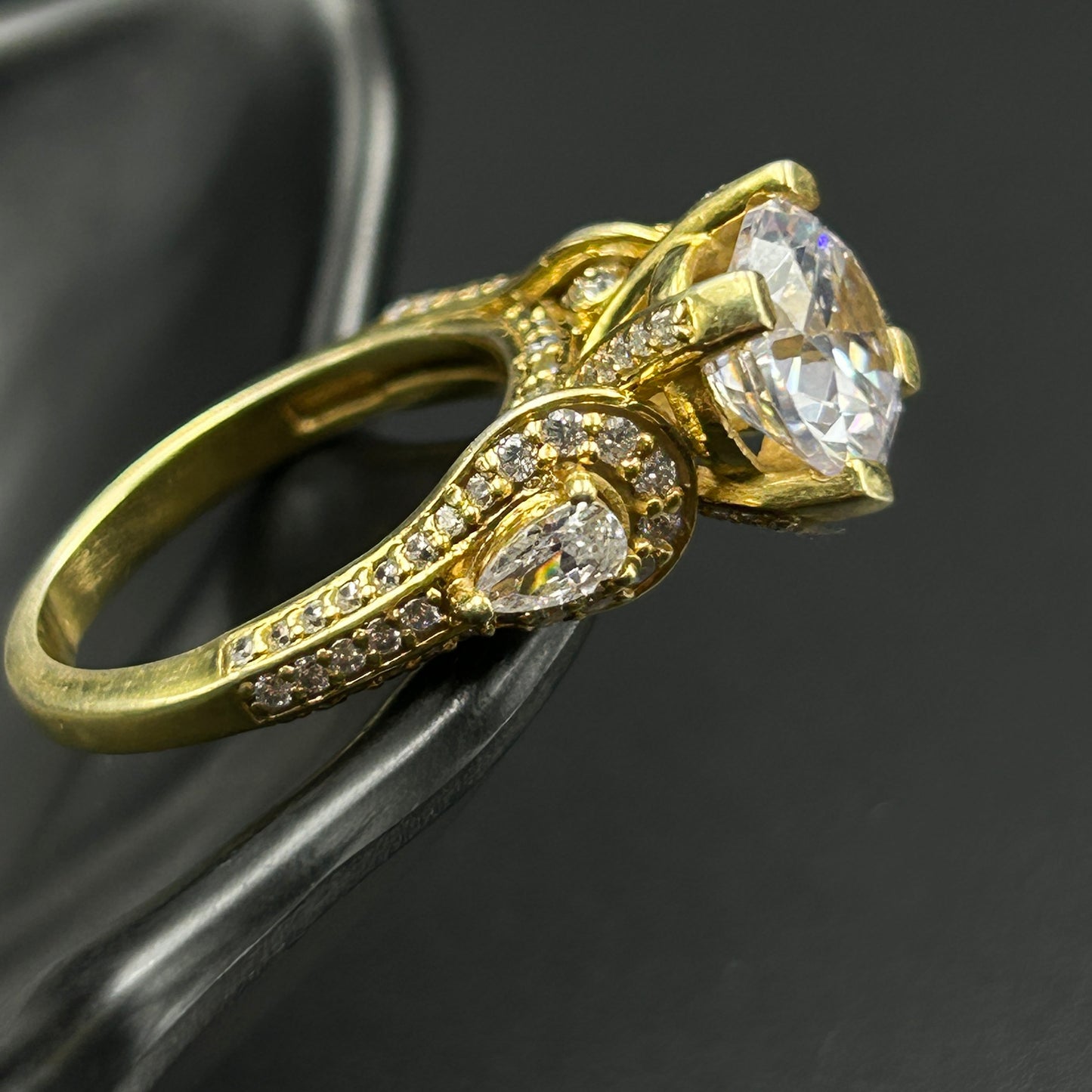 Yellow Gold Silver Ring - Women's Ring