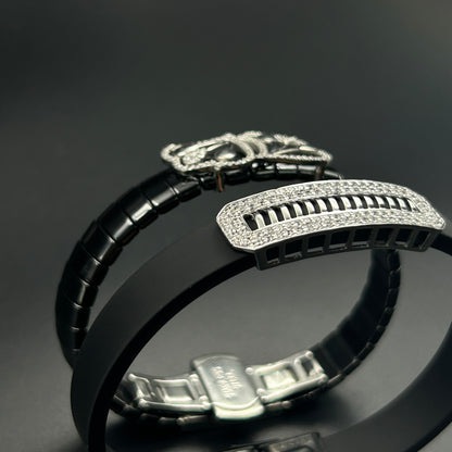 Silver Couple Bracelet - Black Belt