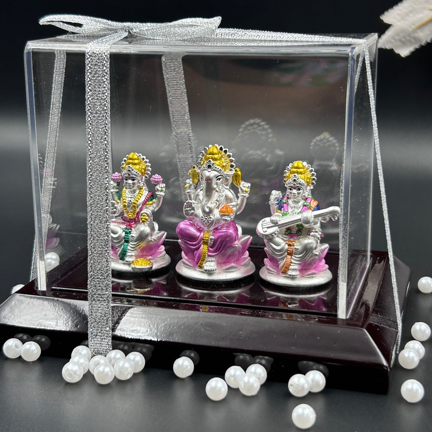 Laxmi/Ganesh/Saraswati 999 Pure Silver Murti