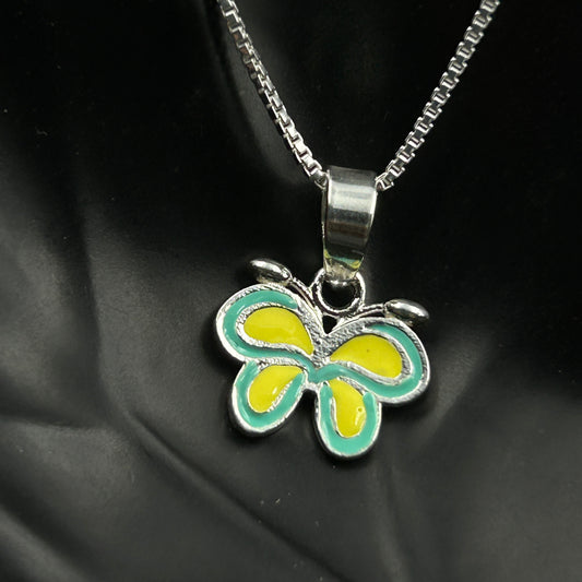 Silver Pendant - Butterfly Pendant (Yellow)