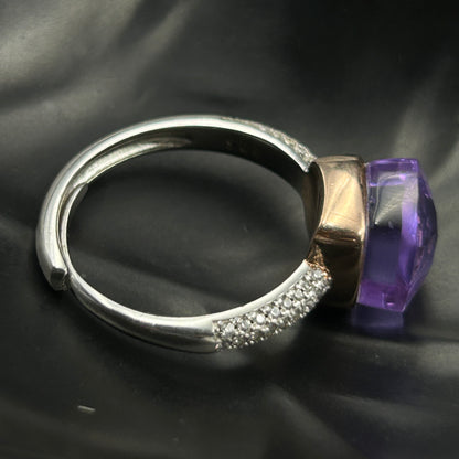 Silver Amethyst Ring - Women's Adjustable Ring