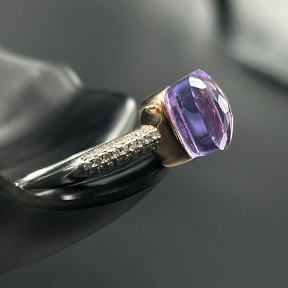 Silver Amethyst Ring - Women's Adjustable Ring