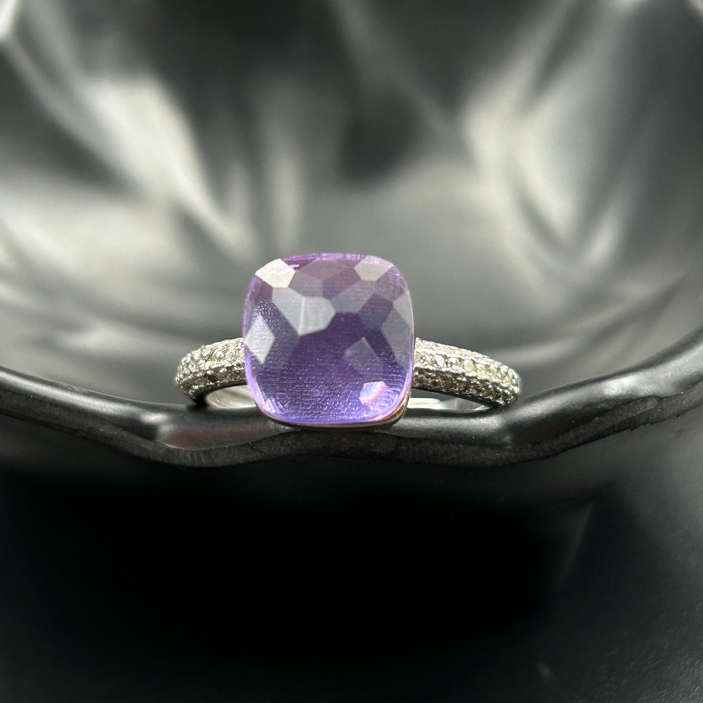 Silver Amethyst Ring - Women's Adjustable Ring