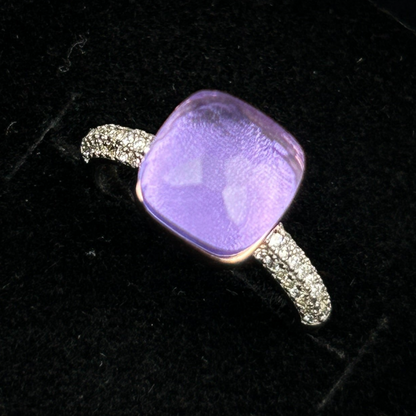 Silver Amethyst Ring - Women's Adjustable Ring