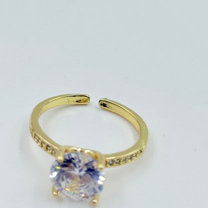 18k Yellow Gold Plated Solitaire Ring