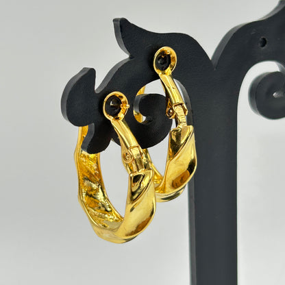 Wavy Small Hoop Earrings 18k Yellow Gold Plated