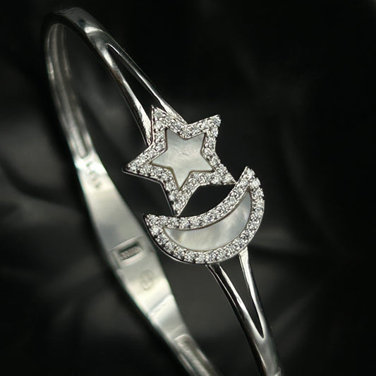 Women's Silver Star and Moon Kada/Bracelet