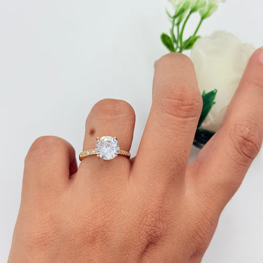 18k Yellow Gold Plated Solitaire Ring