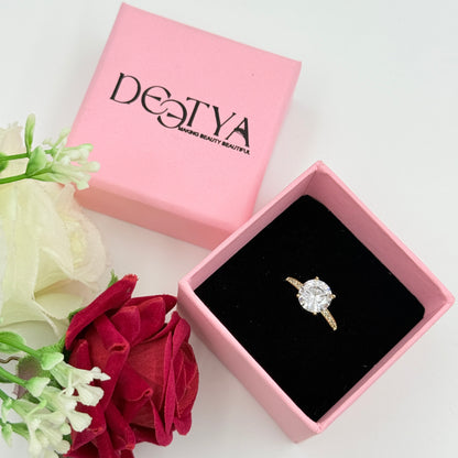 18k Yellow Gold Plated Solitaire Ring