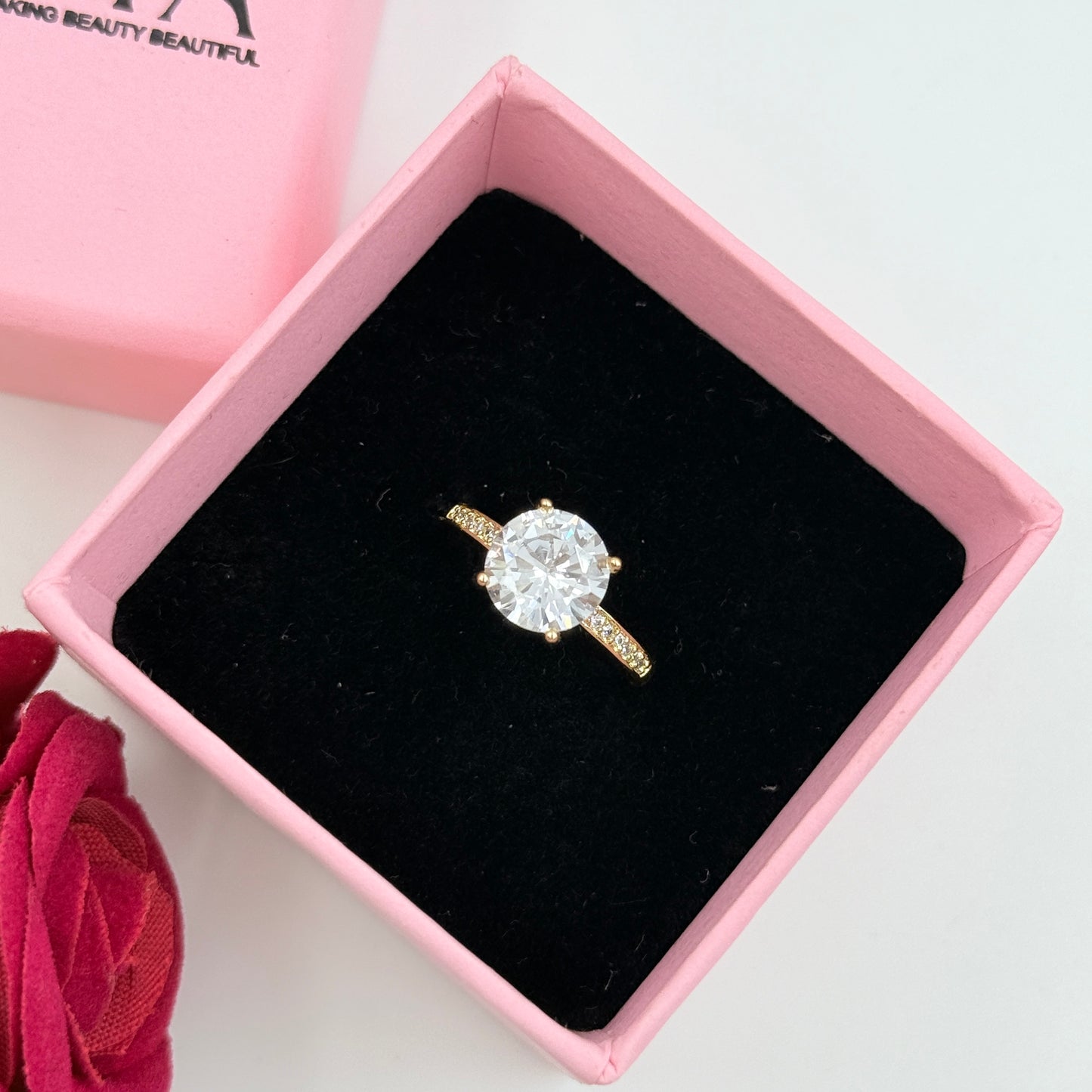 18k Yellow Gold Plated Solitaire Ring