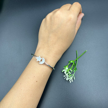 Women's Silver Star and Moon Kada/Bracelet