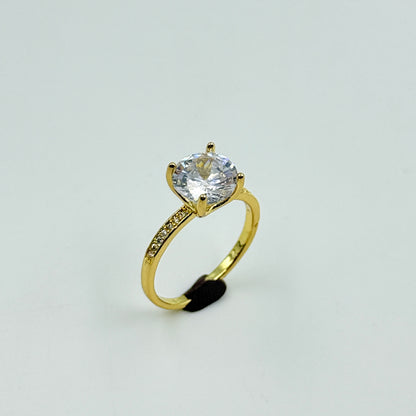 18k Yellow Gold Plated Solitaire Ring
