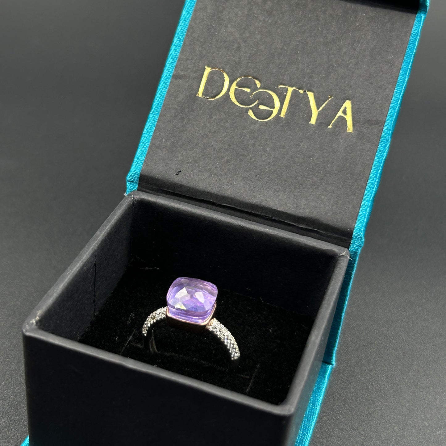 Silver Amethyst Ring - Women's Adjustable Ring