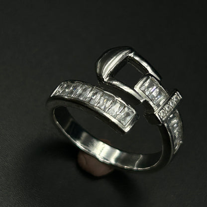 Belt Ring 18k white gold plated ring