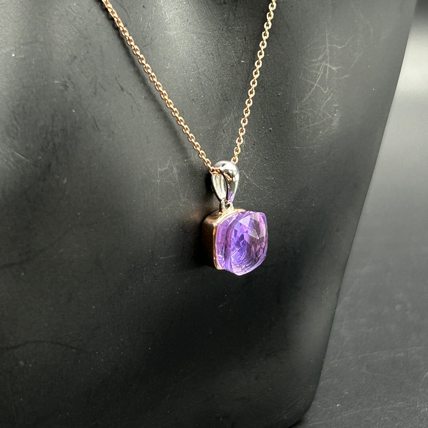 Amethyst Stone Necklace Set ( Necklace, Ring, Earrings ) - Sterling Silver