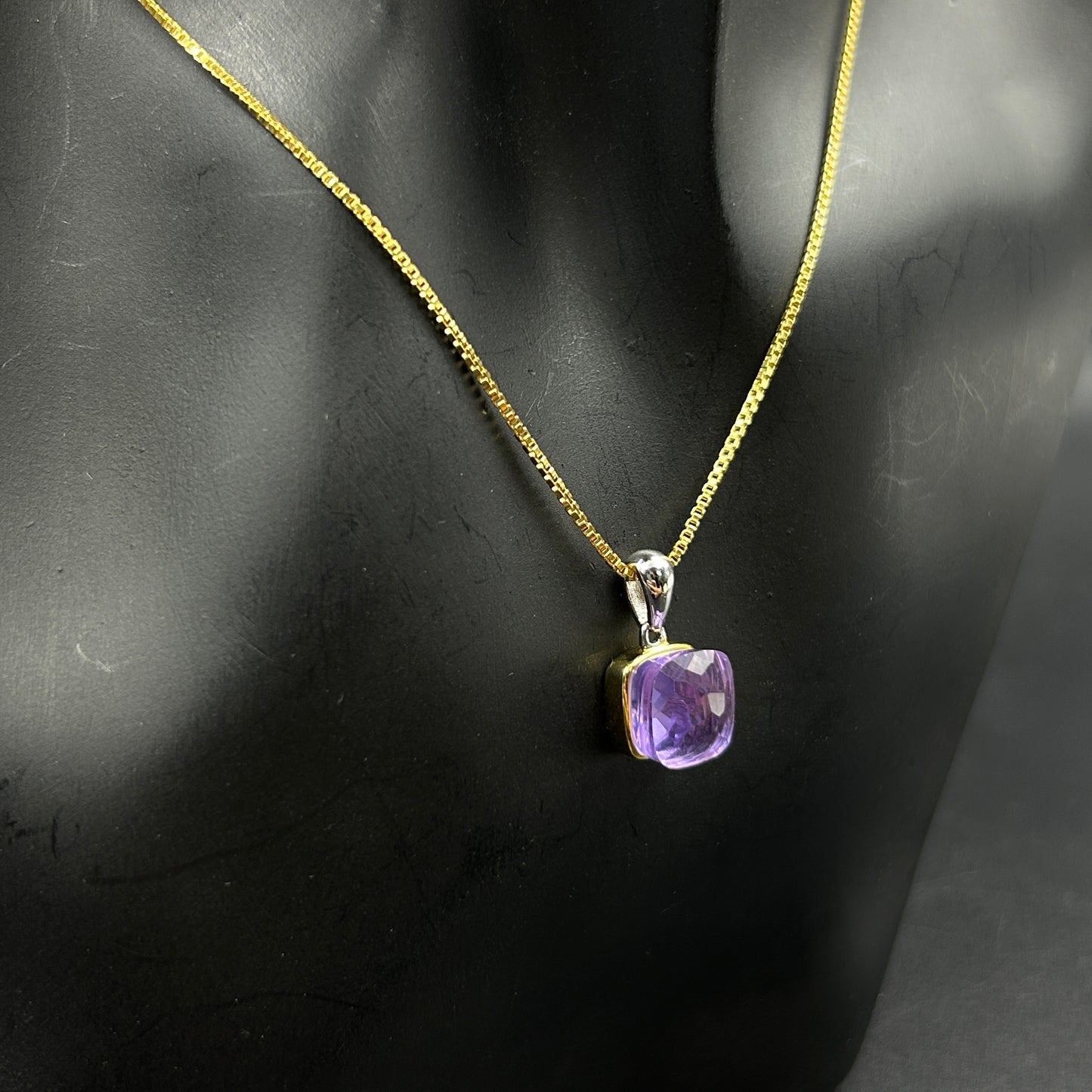 Amethyst Stone Necklace Set ( Necklace, Ring, Earrings ) - Sterling Silver