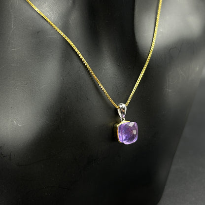 Amethyst Stone Necklace Set ( Necklace, Ring, Earrings ) - Sterling Silver