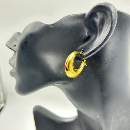 Basic Women's Hoop Earrings 18k Yellow Gold Plated