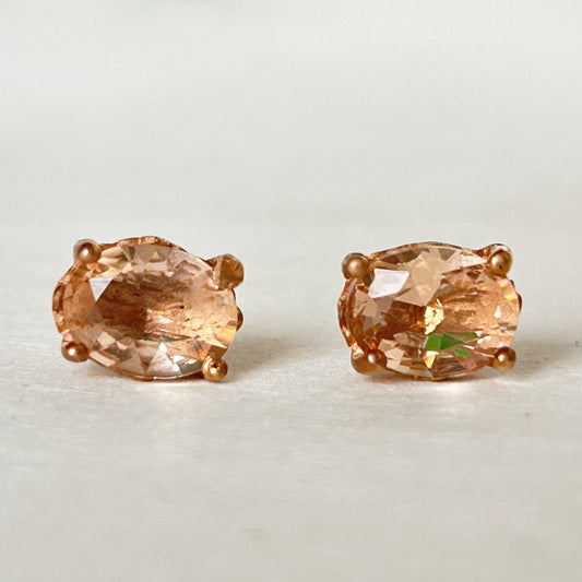 Peach Morganite Oval Earring - Silver Earring