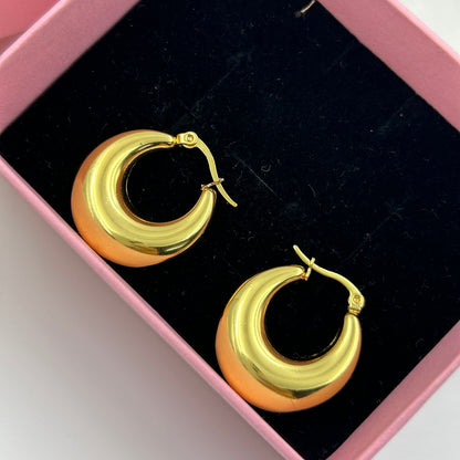 Basic Women's Hoop Earrings 18k Yellow Gold Plated