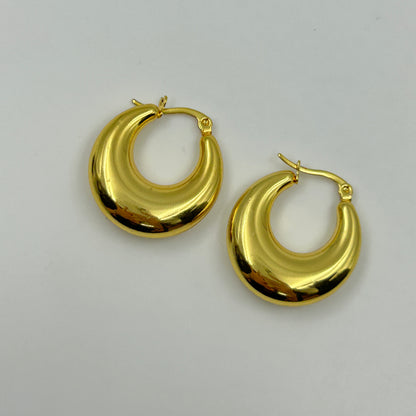 Basic Women's Hoop Earrings 18k Yellow Gold Plated