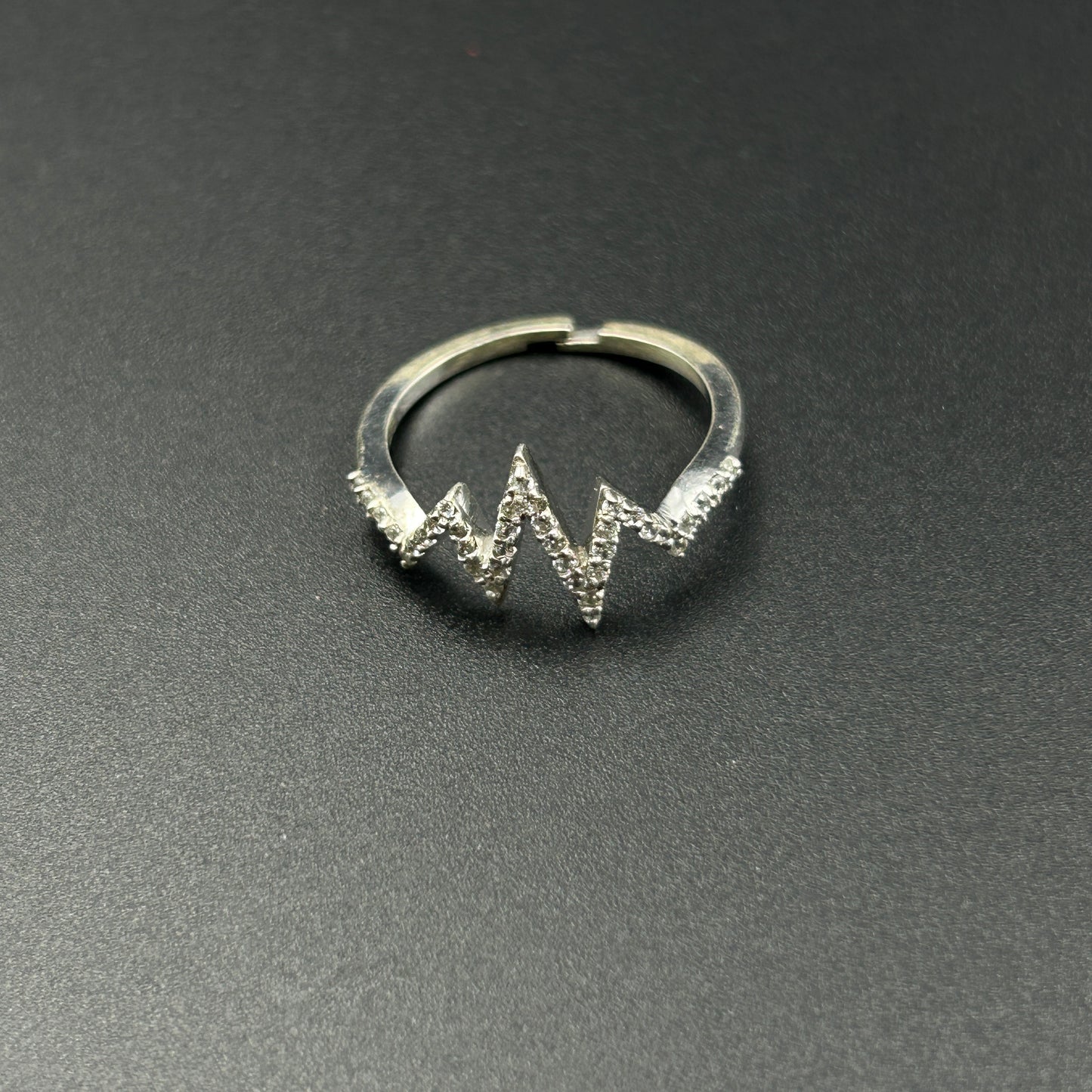 Silver Heartbeat Ring - Adjustable