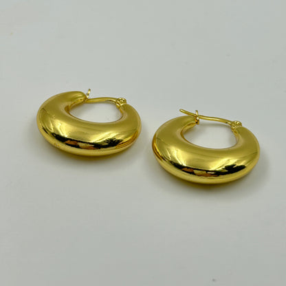 Basic Women's Hoop Earrings 18k Yellow Gold Plated