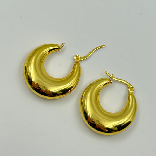 Basic Women's Hoop Earrings 18k Yellow Gold Plated