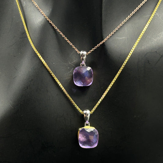Amethyst Stone Necklace Set ( Necklace, Ring, Earrings ) - Sterling Silver