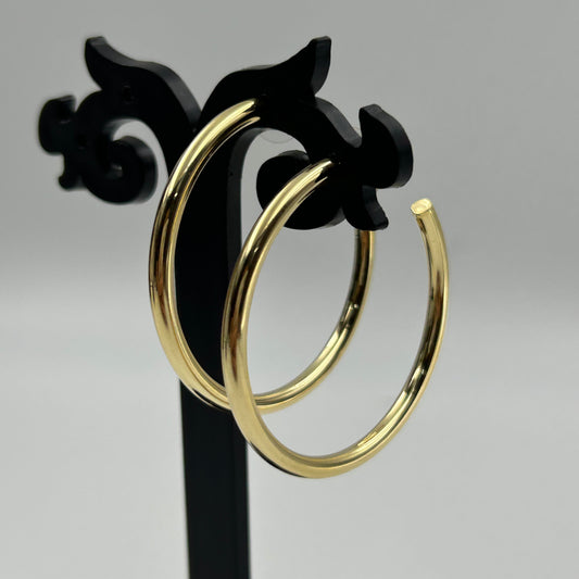 18k Yellow Gold Plated Women's Hoop Earrings