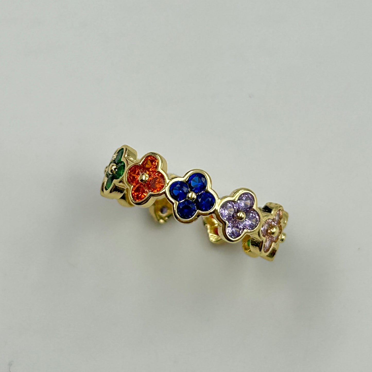Floral Ring Colourful Women's 18k Gold Plated Ring