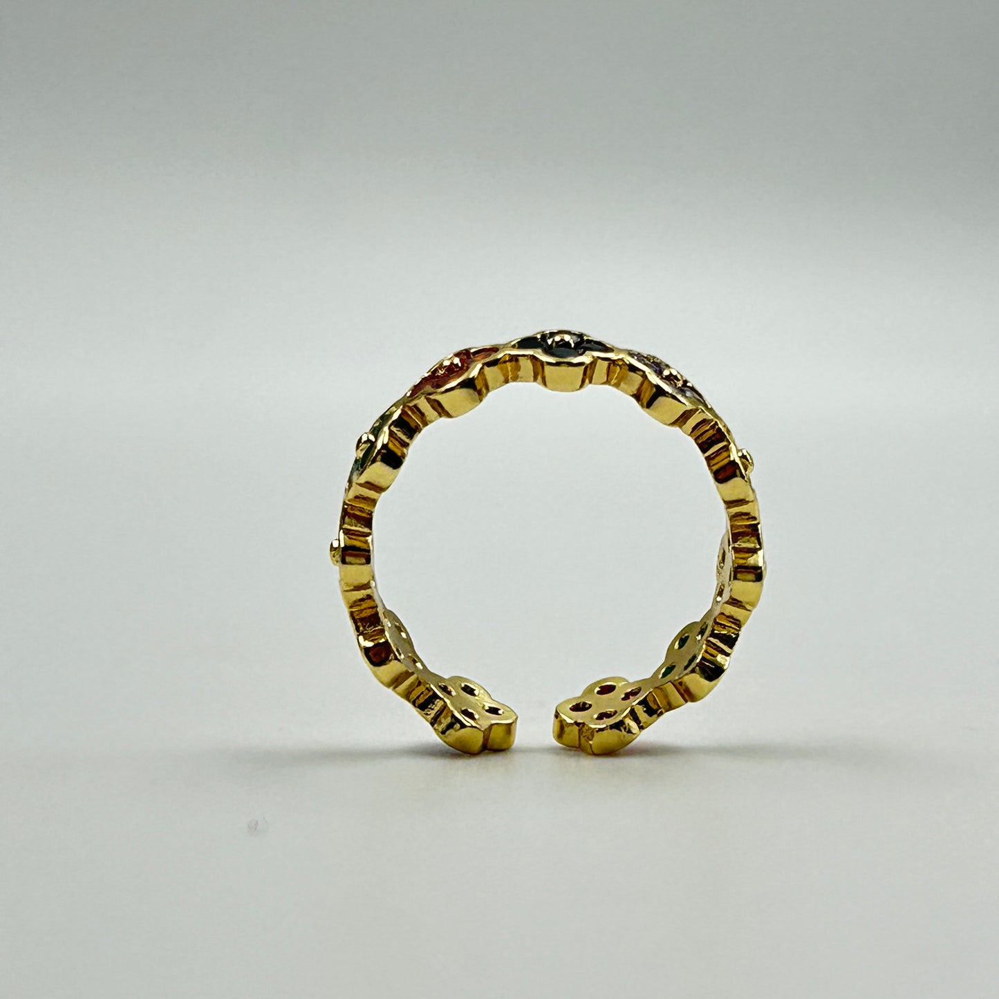 Floral Ring Colourful Women's 18k Gold Plated Ring