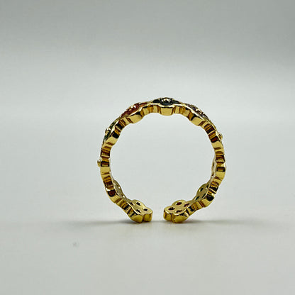Floral Ring Colourful Women's 18k Gold Plated Ring