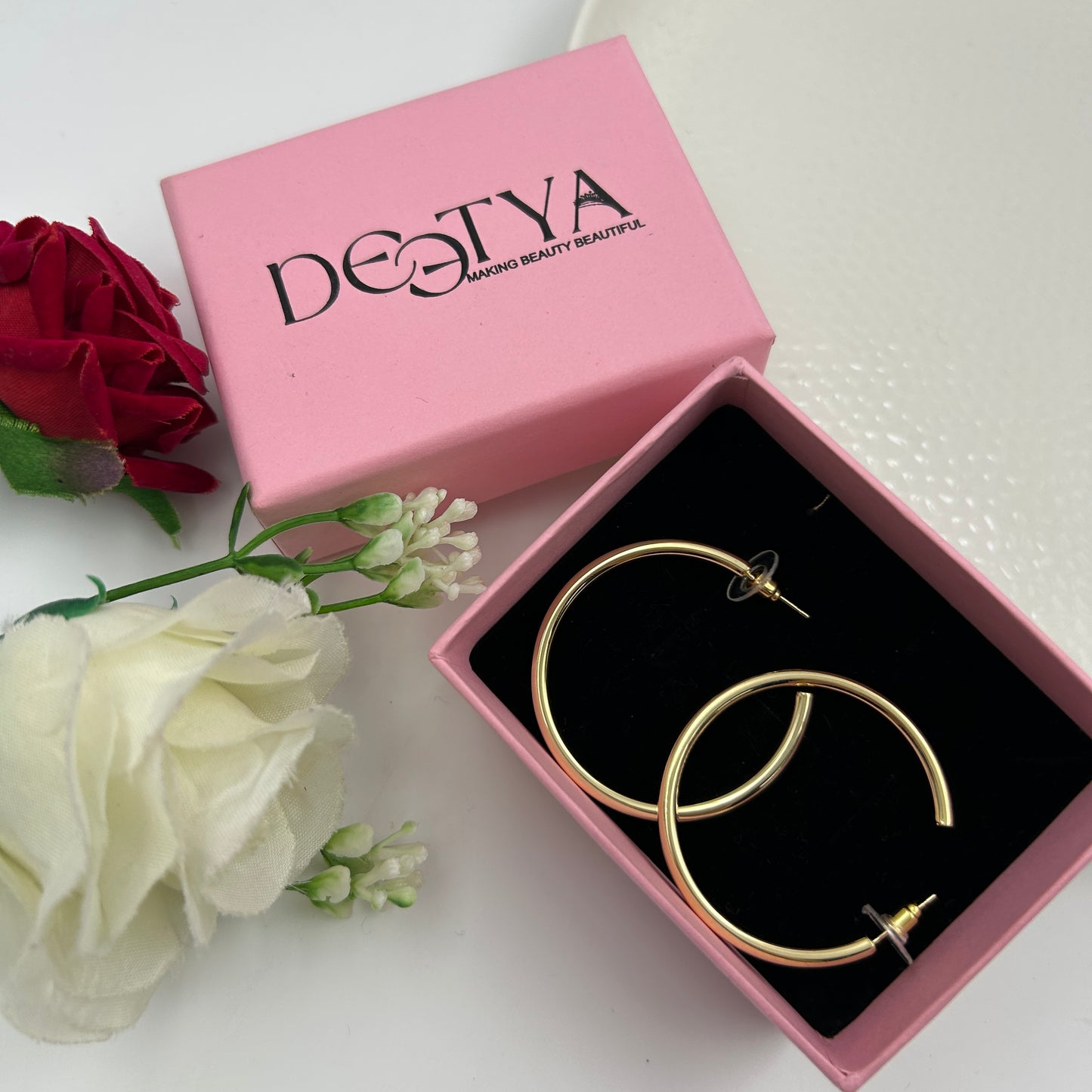 18k Yellow Gold Plated Women's Hoop Earrings