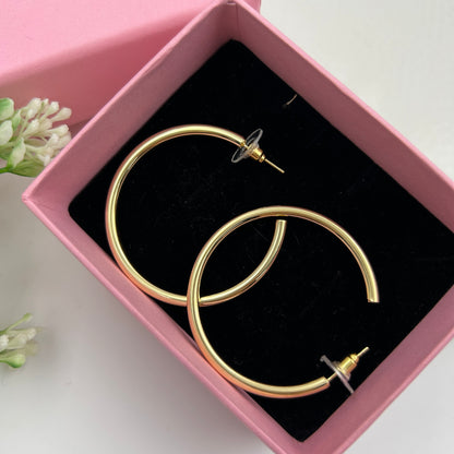 18k Yellow Gold Plated Women's Hoop Earrings