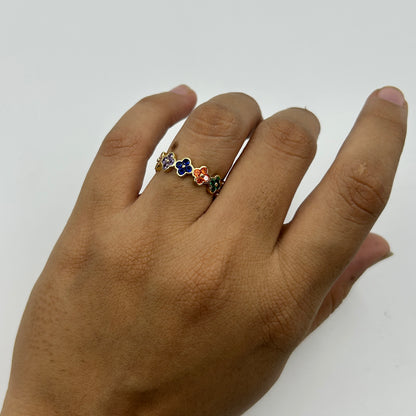 Floral Ring Colourful Women's 18k Gold Plated Ring
