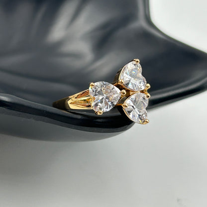 Women's Ring 18k Rose Gold Plated Three Heart Ring