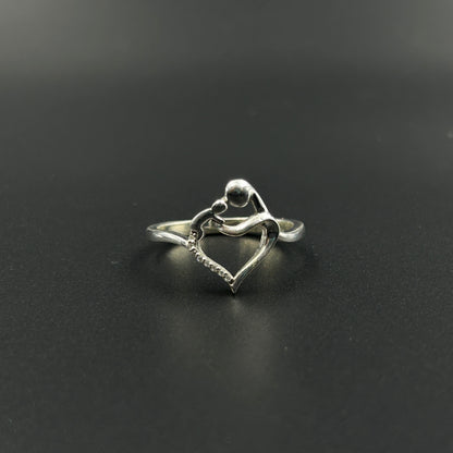 Silver MOM Ring - Mother and Child Ring Adjustable