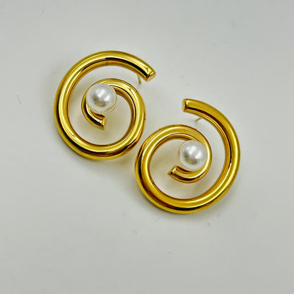 Women's Pearl Earring 18k Yellow Gold Plated