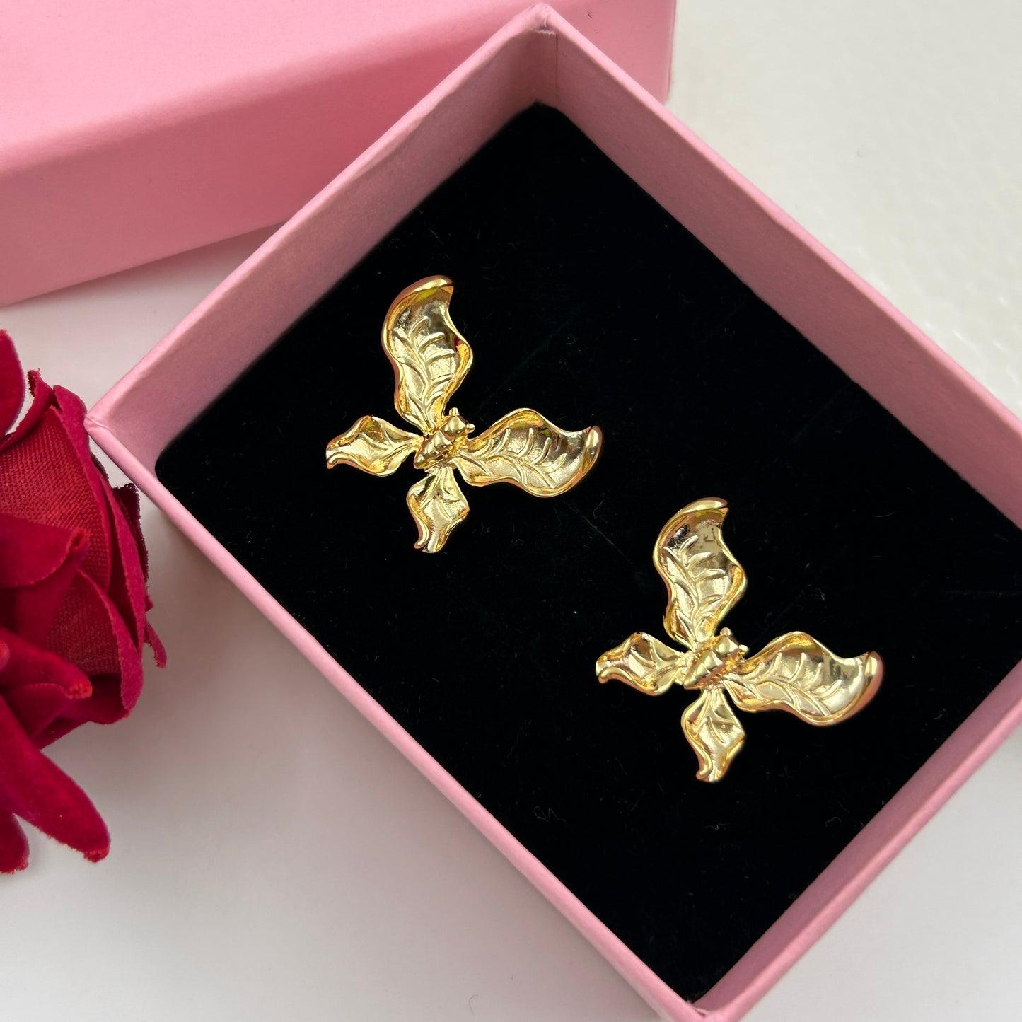 18k Yellow Gold Plated Butterfly Earring for Women