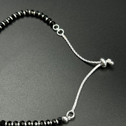 Silver Evil Eye Bracelet - Silver Black Beads Nazariya  Bracelet Adjustable