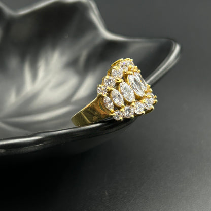 Silver Women's Ring - Marquise Cut Yellow Gold Ring