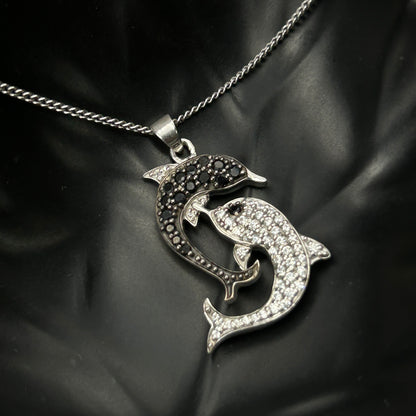 Sterling Silver 2 Dolphin Pendant