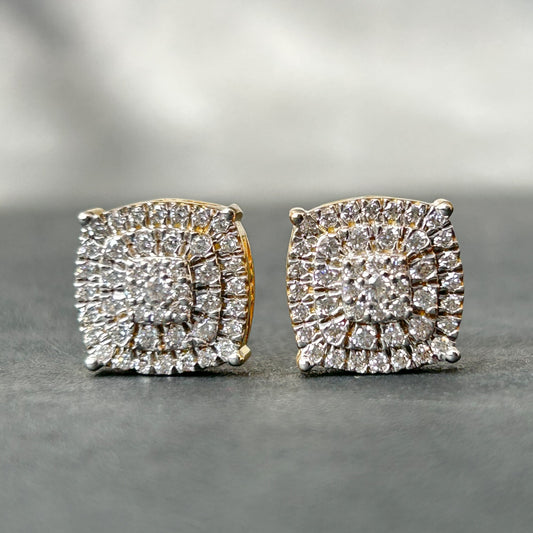 Yellow Gold Diamond Earring - Silver Earrings