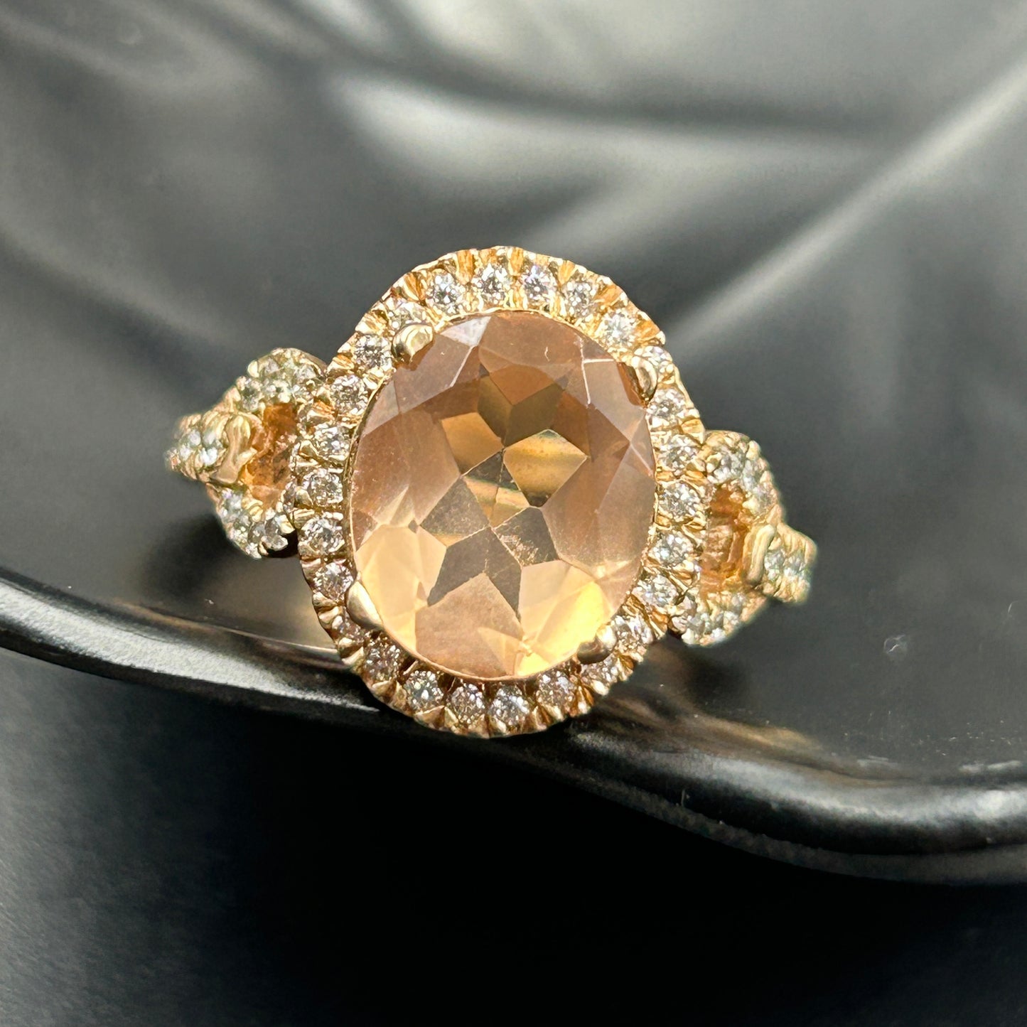 Silver Rose Gold Ring - Peach Morganite Ring