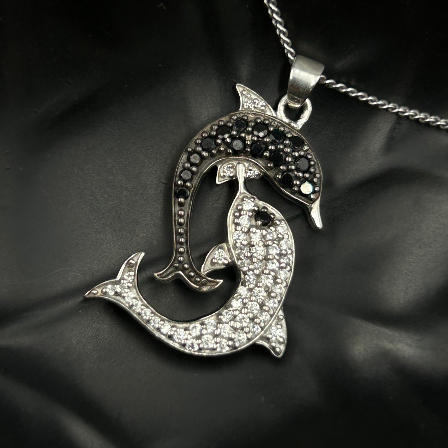 Sterling Silver 2 Dolphin Pendant